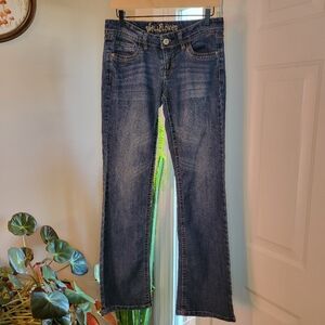 Wallflower‎ Y2K Bootcut Button Pocket Dark Wash Jeans, Size Juniors 9 32in Waist